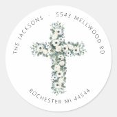 Anemone und Eukalyptus-Kreuzadresse Runder Aufkleber (Vorderseite)