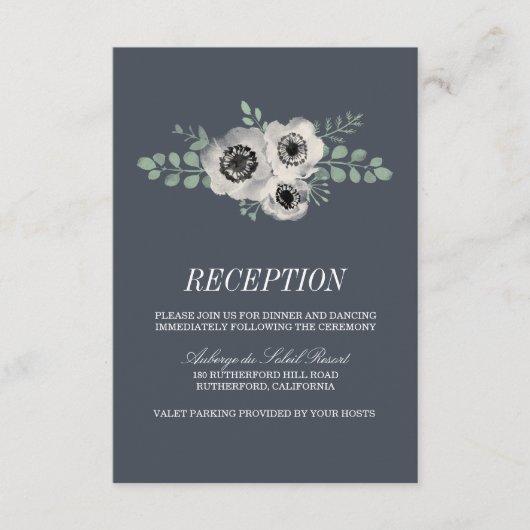 Anemone und Eukalyptus Wedding Reception Card Begleitkarte (Vorderseite)
