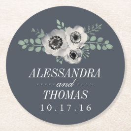 Anemone und Eukalyptus Wedding Runder Pappuntersetzer
