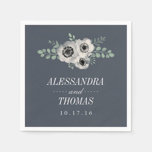 Anemone und Eukalyptus Wedding Serviette (Vorderseite)