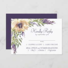 Anemone und Lavender | Lila Grüncreme-Entree RSVP Karte