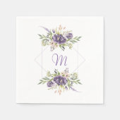 Anemone und Lavender | Lila Hochzeit und Elfenbein Serviette (Vorderseite)