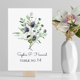 Anemone Watercolor Hochzeitsvorlage für die Tischn Mitteilungskarte