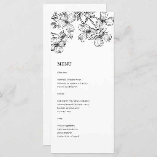 Anemone Wedding Menu Menükarte (Vorne/Hinten)