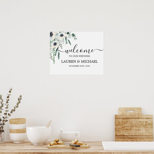 Anemone Wedding Welcome sign Poster (Küche)