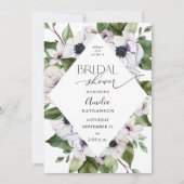 Anemone White Floral Brautparty Einladung (Vorderseite)
