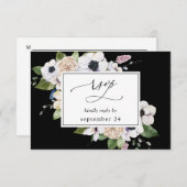 Anemone White Floral w Meal UAWG 2 - Black RSVP Karte (Vorne/Hinten)