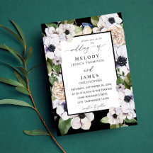 Anemone White Floral Wedding - Black