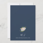 Anemone White Floral Wedding - Blue Einladung (Rückseite)