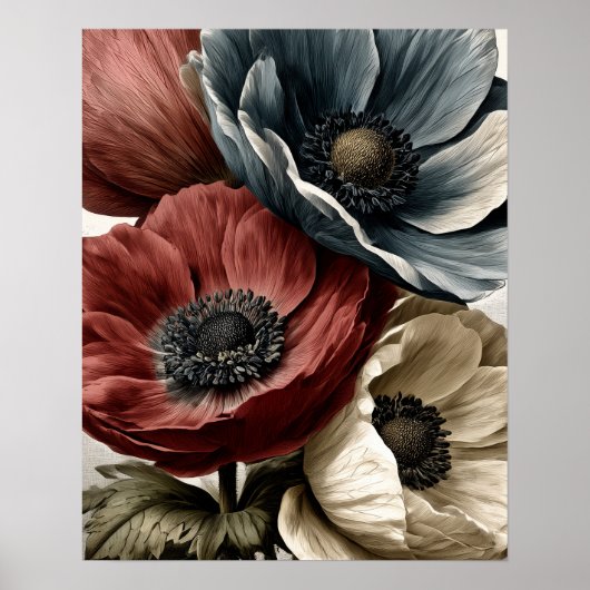 Anemone wild flowers poster (Vorne)