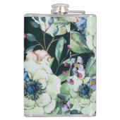 Anemone-Wildblumen: Vintages Wasserfarbmuster Flachmann (Rückseite)