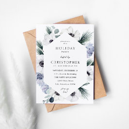 Anemone Winter White Floral Holiday Party Einladung