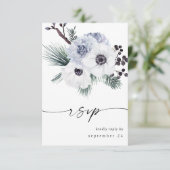 Anemone Winter White Floral no Messe UAWG RSVP Karte (Stehend Vorderseite)