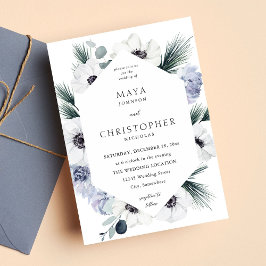 Anemone Winter White Floral Wedding Einladung