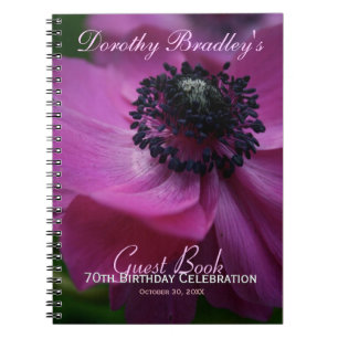 Anemonen-70. Geburtstags-Feier-Gast-Buch Notizblock