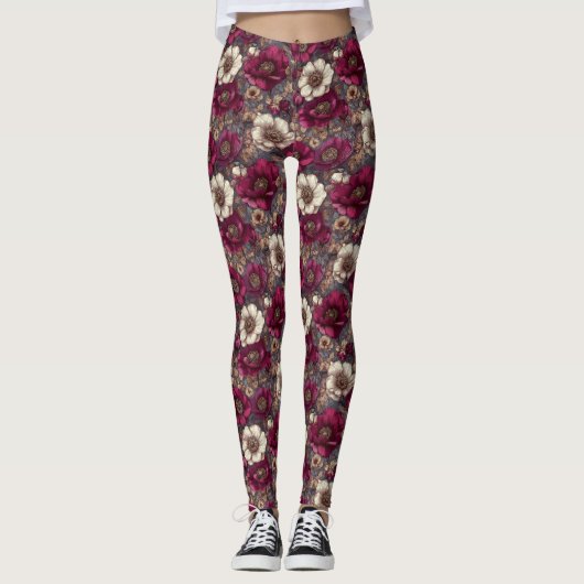 Anemonen Blumen Mutterschaft Anemonen Blumen Leggings (Vorderseite)
