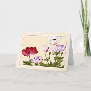 Anemonen Botanische Kunstkarte Dankeskarte
