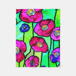 Anemonen Glas Kunst Fleecedecke