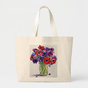 Anemonen in einem Glaskrug Jumbo Stoffbeutel