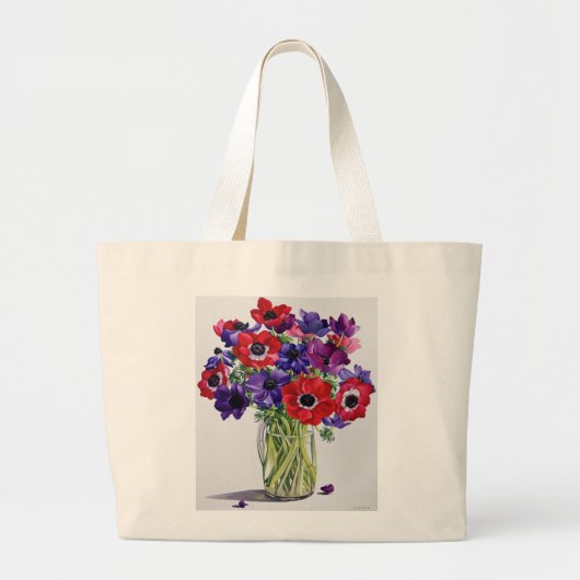 Anemonen in einem Glaskrug Jumbo Stoffbeutel (Vorne)