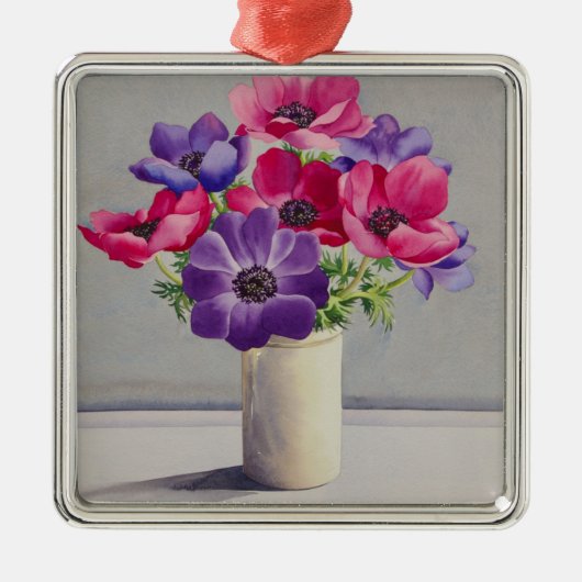 Anemonen Silbernes Ornament (Vorne)