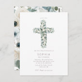 Anemonen und Eukalyptus-Kreuz Erste Heilige Kommun Postkarte (Vorne/Hinten)