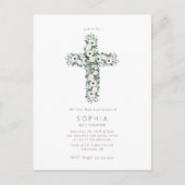 Anemonen und Eukalyptus-Kreuz Erste Heilige Kommun Postkarte (Vorderseite)