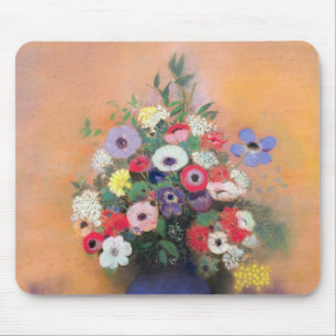 Anemonen und Flieder in einem blauen Vase, nach Mousepad