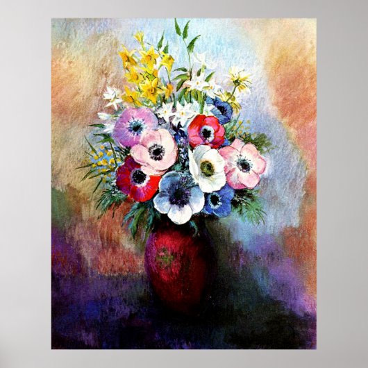 Anemonen von Odilon Redon Poster (Vorne)