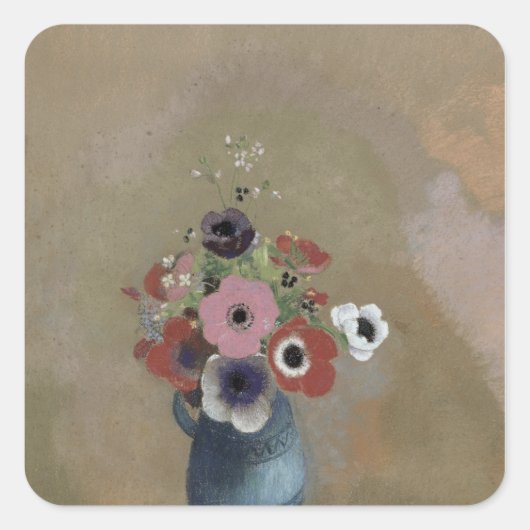 AnemonenBouquet Quadratischer Aufkleber (Vorderseite)