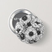 Anemonengarten in Schwarzweiß Button (Vorne & Hinten)