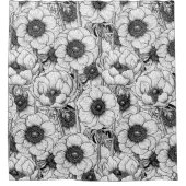 Anemonengarten in Schwarzweiß Duschvorhang (Vorderseite)