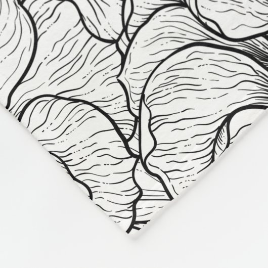 Anemonengarten in Schwarzweiß Fleecedecke (Ecke)