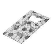 Anemonengarten in Schwarzweiß Geldbeutel Flaschenöffner (Rückseite Schrägansicht)