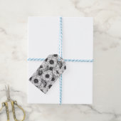 Anemonengarten in Schwarzweiß Geschenkanhänger (Mit Garn)