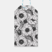 Anemonengarten in Schwarzweiß Geschenkanhänger (Rückseite)