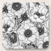 Anemonengarten in Schwarzweiß Getränkeuntersetzer (Vorderseite)
