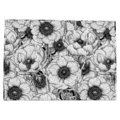 Anemonengarten in Schwarzweiß Große Geschenktüte (Rückseite)
