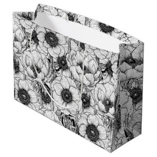 Anemonengarten in Schwarzweiß Große Geschenktüte