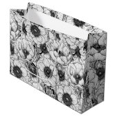 Anemonengarten in Schwarzweiß Große Geschenktüte (Vorderseite Schrägansicht)