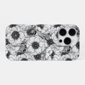 Anemonengarten in Schwarzweiß iPhone Hülle (Rückseite (Horizontal))