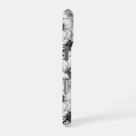 Anemonengarten in Schwarzweiß iPhone Hülle (Rechte Seite)