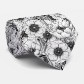 Anemonengarten in Schwarzweiß Krawatte (Gerollt)