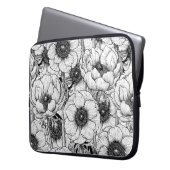 Anemonengarten in Schwarzweiß Laptopschutzhülle (Vorderseite Links)