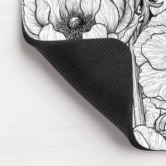 Anemonengarten in Schwarzweiß Mousepad (Ecke)
