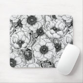 Anemonengarten in Schwarzweiß Mousepad (Mit Mouse)