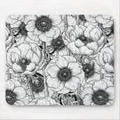 Anemonengarten in Schwarzweiß Mousepad (Vorne)