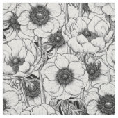 Anemonengarten in Schwarzweiß Stoff (Muster)