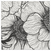 Anemonengarten in Schwarzweiß Stoff (Nahaufnahme)