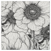 Anemonengarten in Schwarzweiß Stoff (Muster)